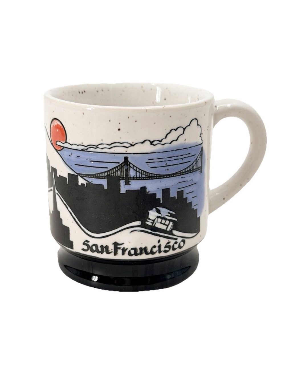 Vintage 1982 San Francisco Cable Car Golden Gate Bridge Stoneware Coffee Tea Mug